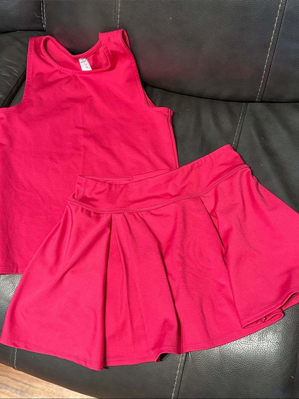 Girls' 90 degree Hot Pink Active Skort and Tank Set size L 12